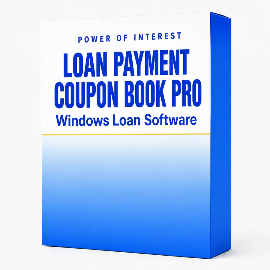 Loan Payment Coupon Book Pro software box